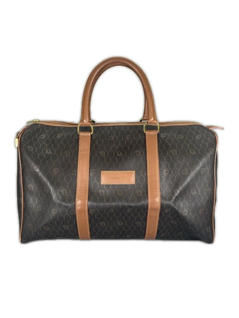 Dior Honeycomb 45 Boston Bag Leather Brown